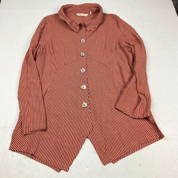 Soft Surroundings Lagenlook Tunic Shirt Striped Long Sleeve Loose Fit Top PS - Picture 1 of 12